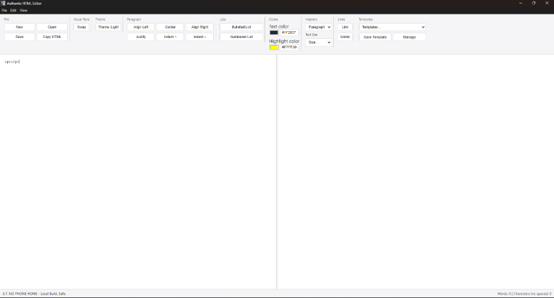 Authentic | HTML Editor Interface
